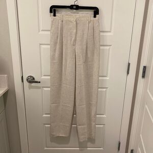 Women's Vintage Sag Harbor Linen Blend Pantsuit. Oatmeal. Size 8. Resortwear.